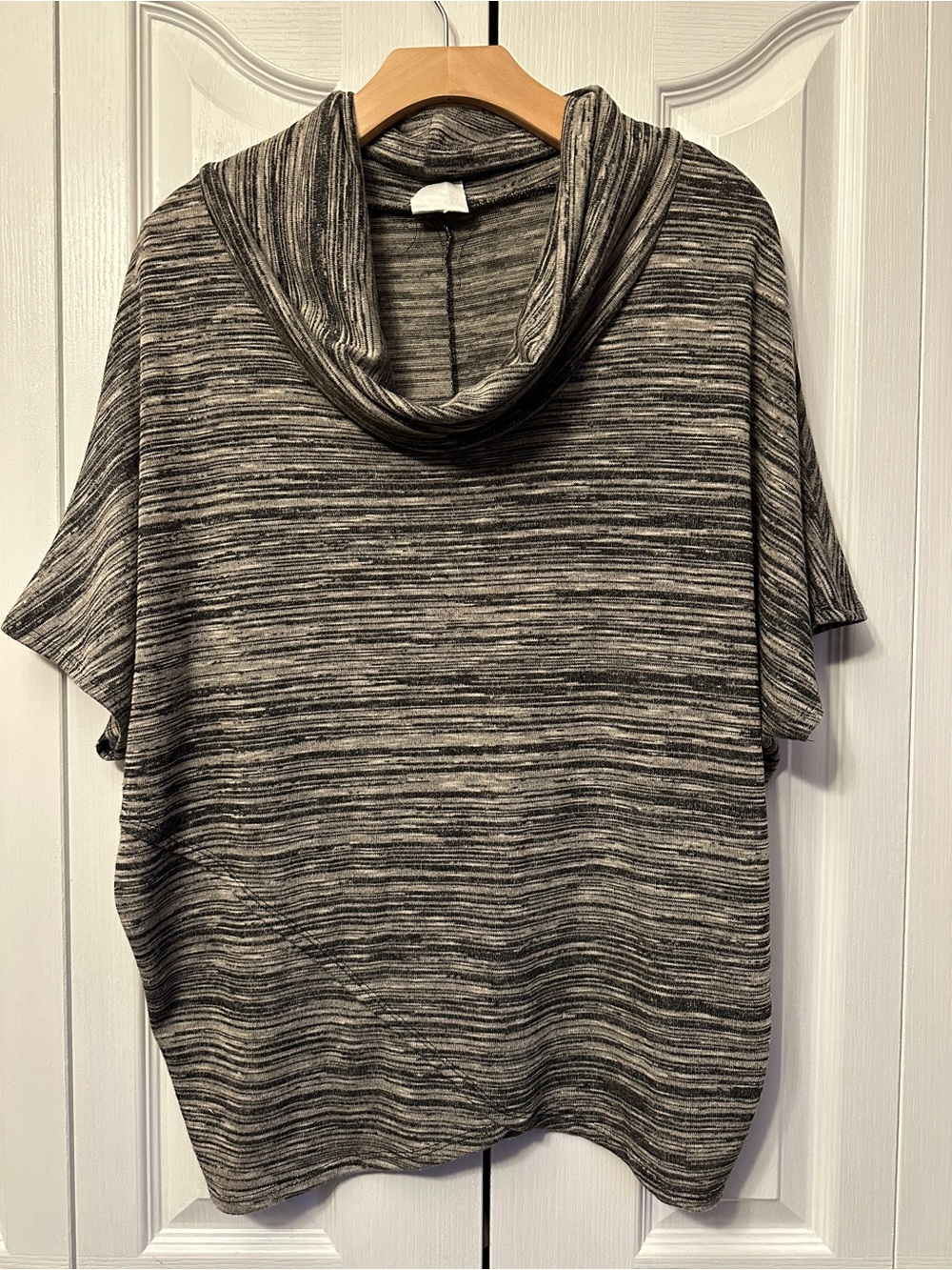 Women’s Clientelle Gray Striped Cowl Neck Sweater Top Made in Canada
